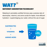 Waterboy etiqueta nutricional visible con alta concentración de electrolitos