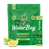 Waterboy frente del empaque mostrando 15 sobres útil para almacenamiento