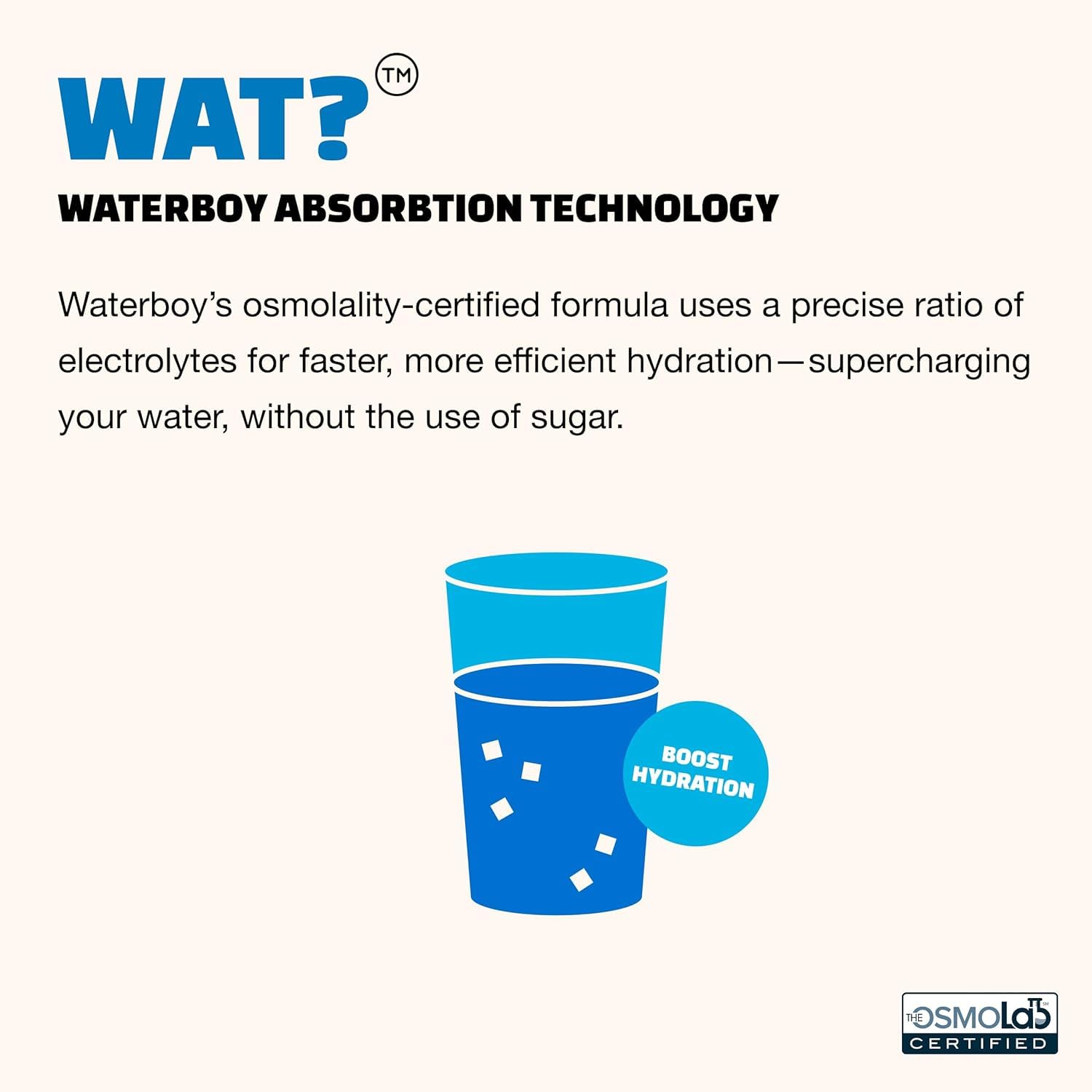 Waterboy etiqueta nutricional visible con información de electrolitos y sin azúcar