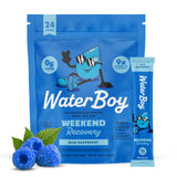 Waterboy paquete frontal Blue Raspberry mostrando diseño y cantidad de sobres