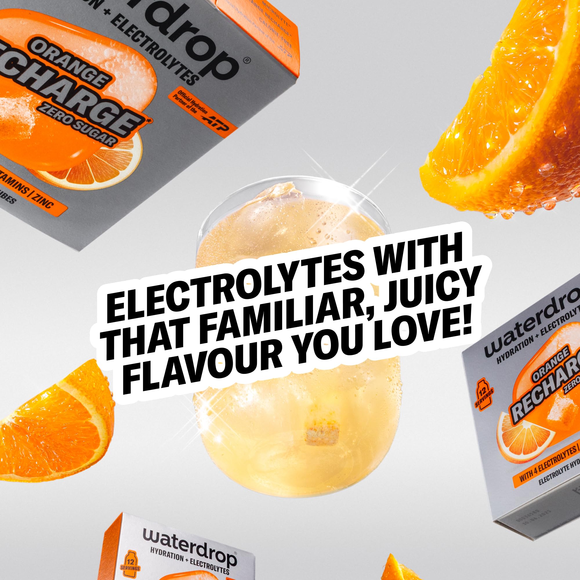 waterdrop MICRODRINK primer plano del cubo para apreciar textura efervescente