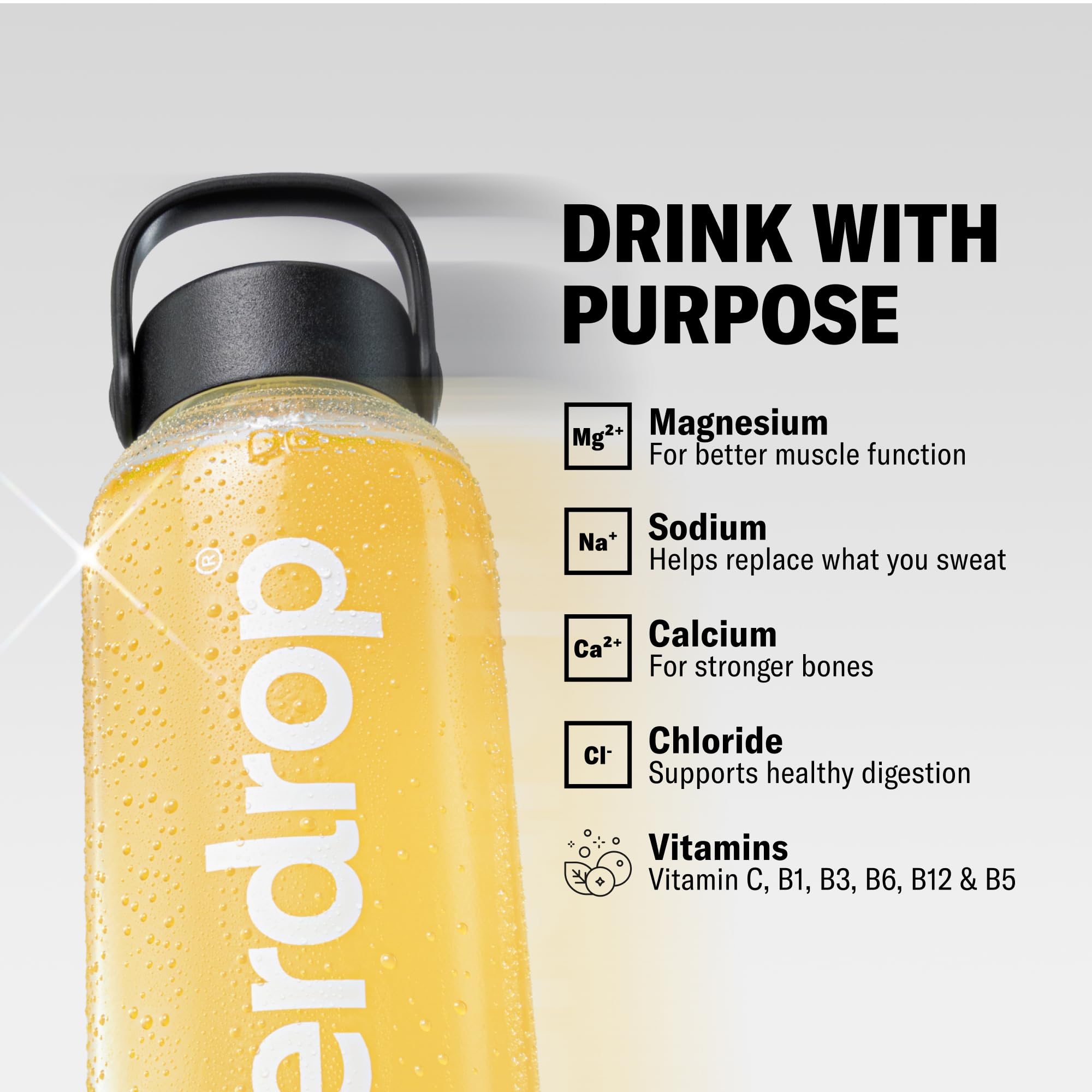 waterdrop MICRODRINK cubo disolviéndose en agua demostrando rápida hidratación