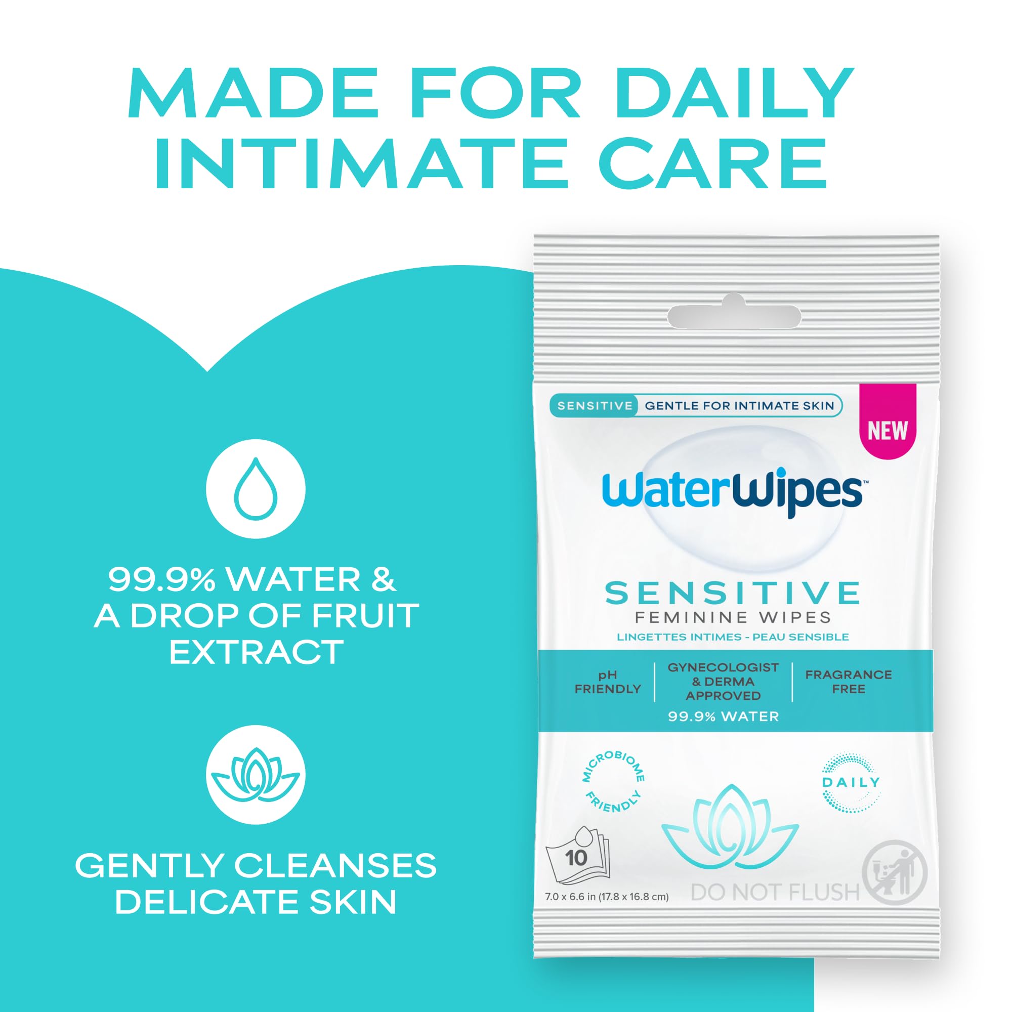 WaterWipes paquete resellable abierto con toallitas, fácil transporte y conservación