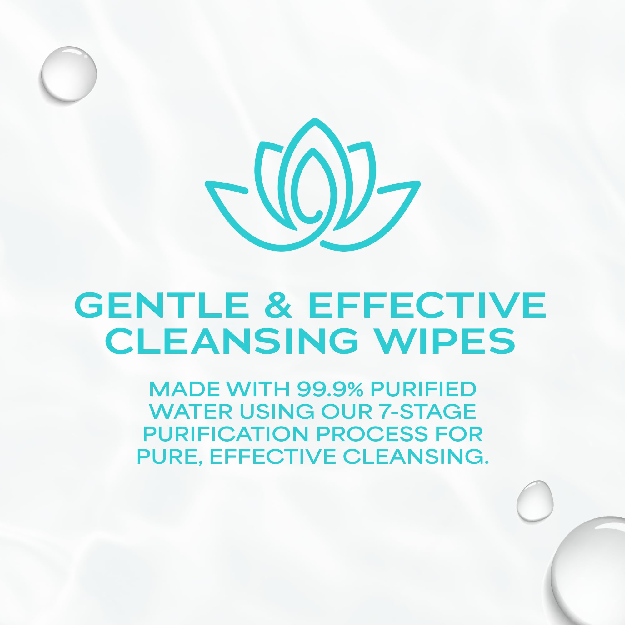 WaterWipes textura de toallita con gota de agua, limpieza suave garantizada