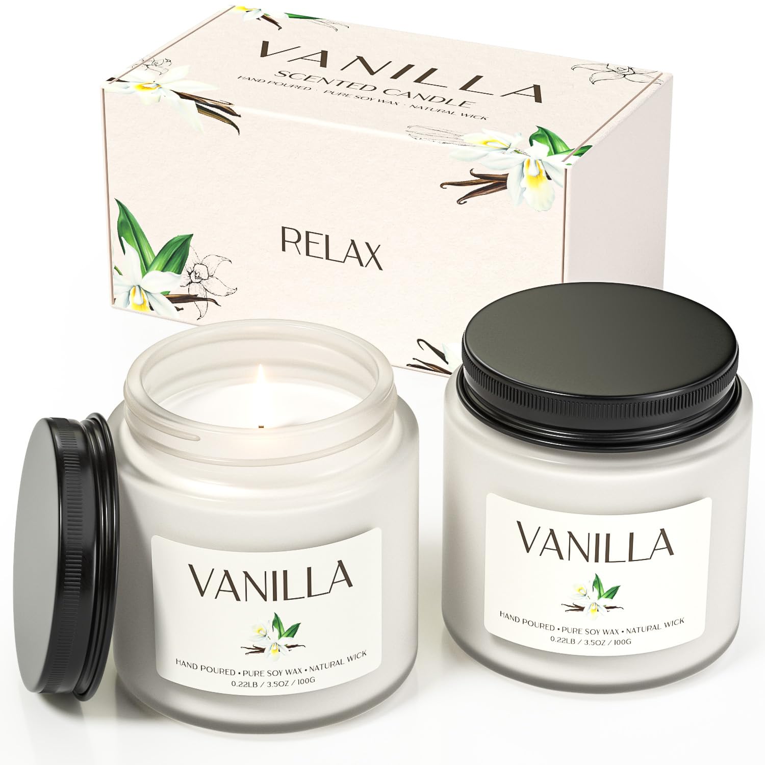 Waxcanpy pack frontal con dos velas vainilla, aporta calidez decorativa
