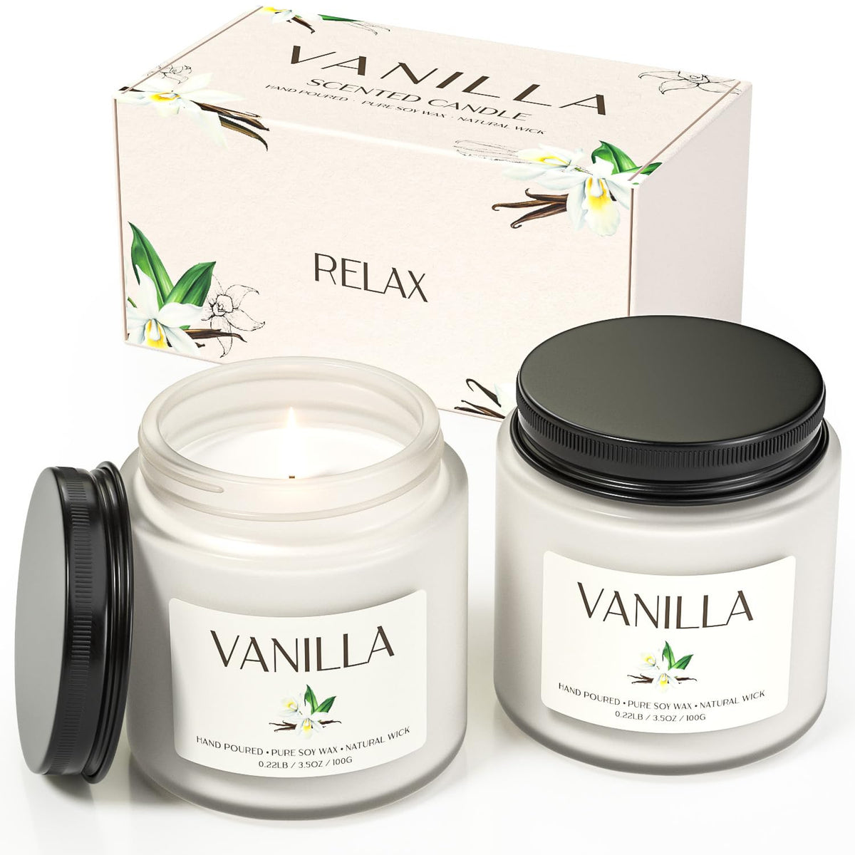 Waxcanpy pack frontal con dos velas vainilla, aporta calidez decorativa