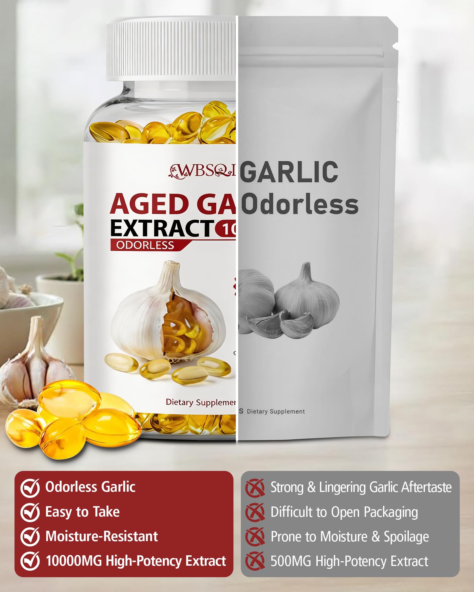 WBSQL etiqueta con ingredientes y certificación GMP legible y clara