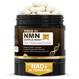 WBSQL frasco frontal NMN 1000mg mostrando etiquetado y beneficío de vitalidad