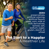 We Like Vitamins frasco sobre fondo blanco, ángulo profesional y limpio