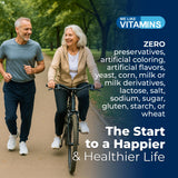 We Like Vitamins estilo de vida con piernas elevadas y producto, sugiere uso complementario