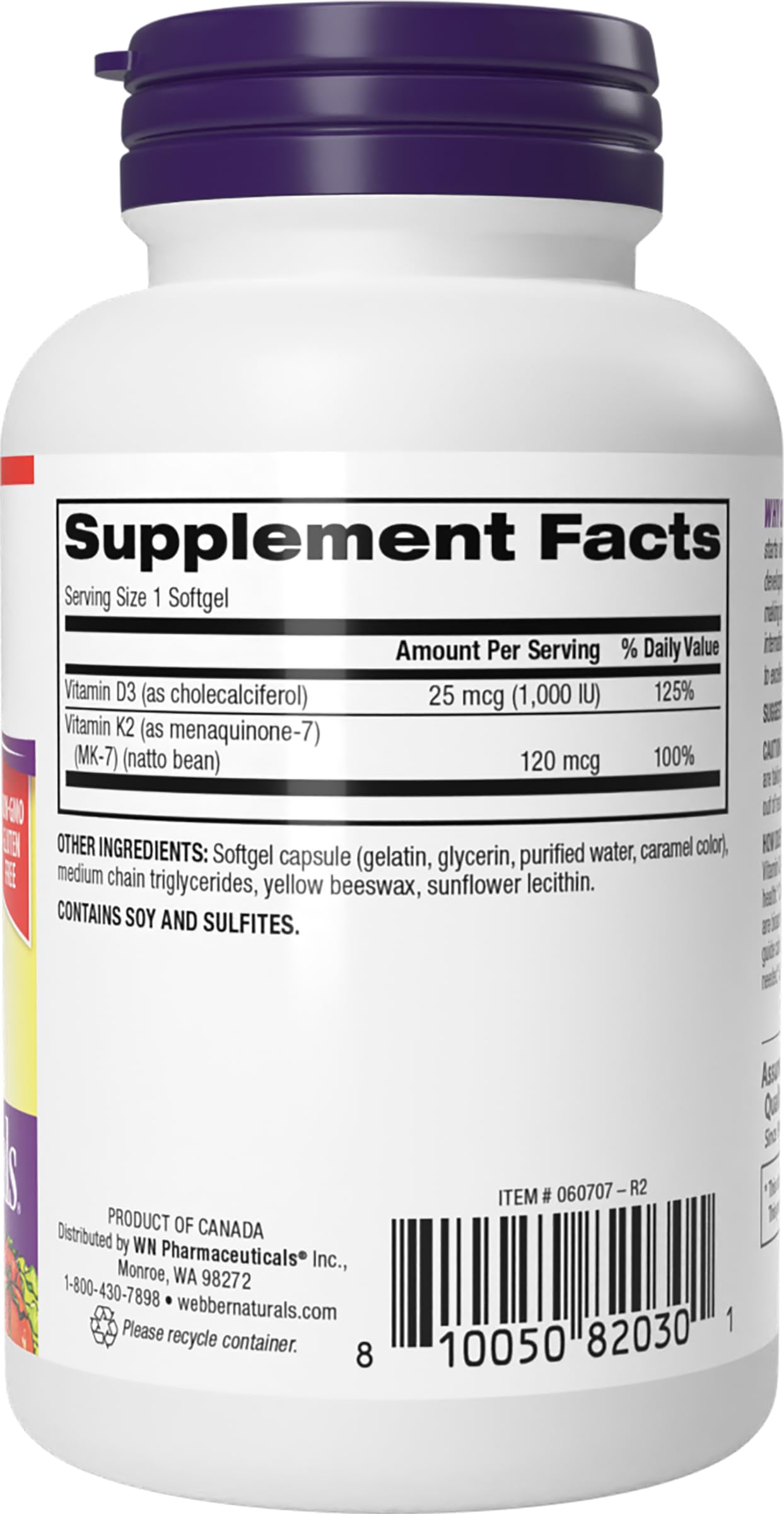 Webber Naturals comparación de tamaño de cápsula para referencia visual