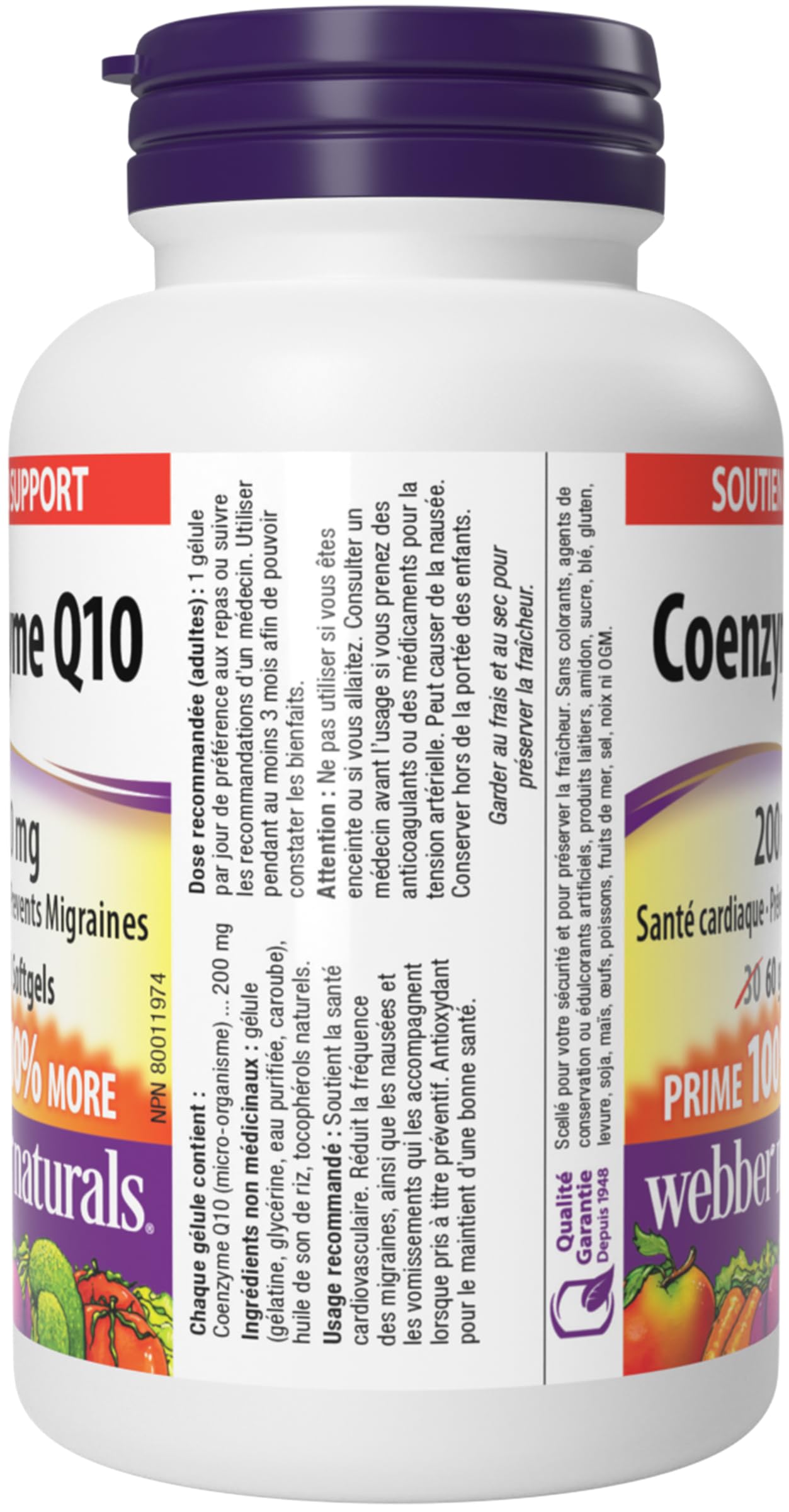 Webber Naturals caja abierta con frasco y cápsulas mostrando contenido