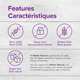 Webber Naturals etiqueta nutricional enfocada en ingredientes y pureza