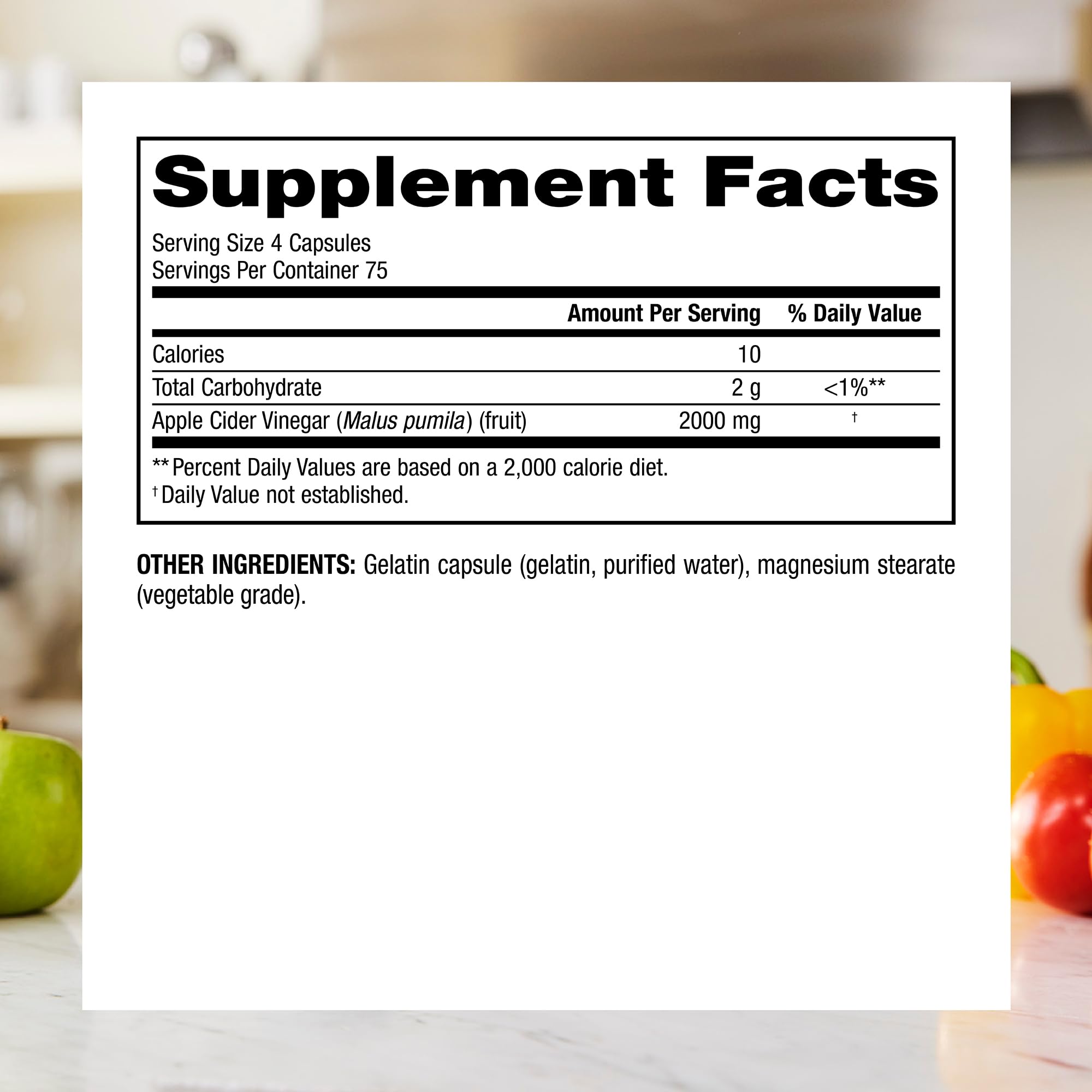 Webber Naturals detalle de la etiqueta indicando 2000 mg por porción