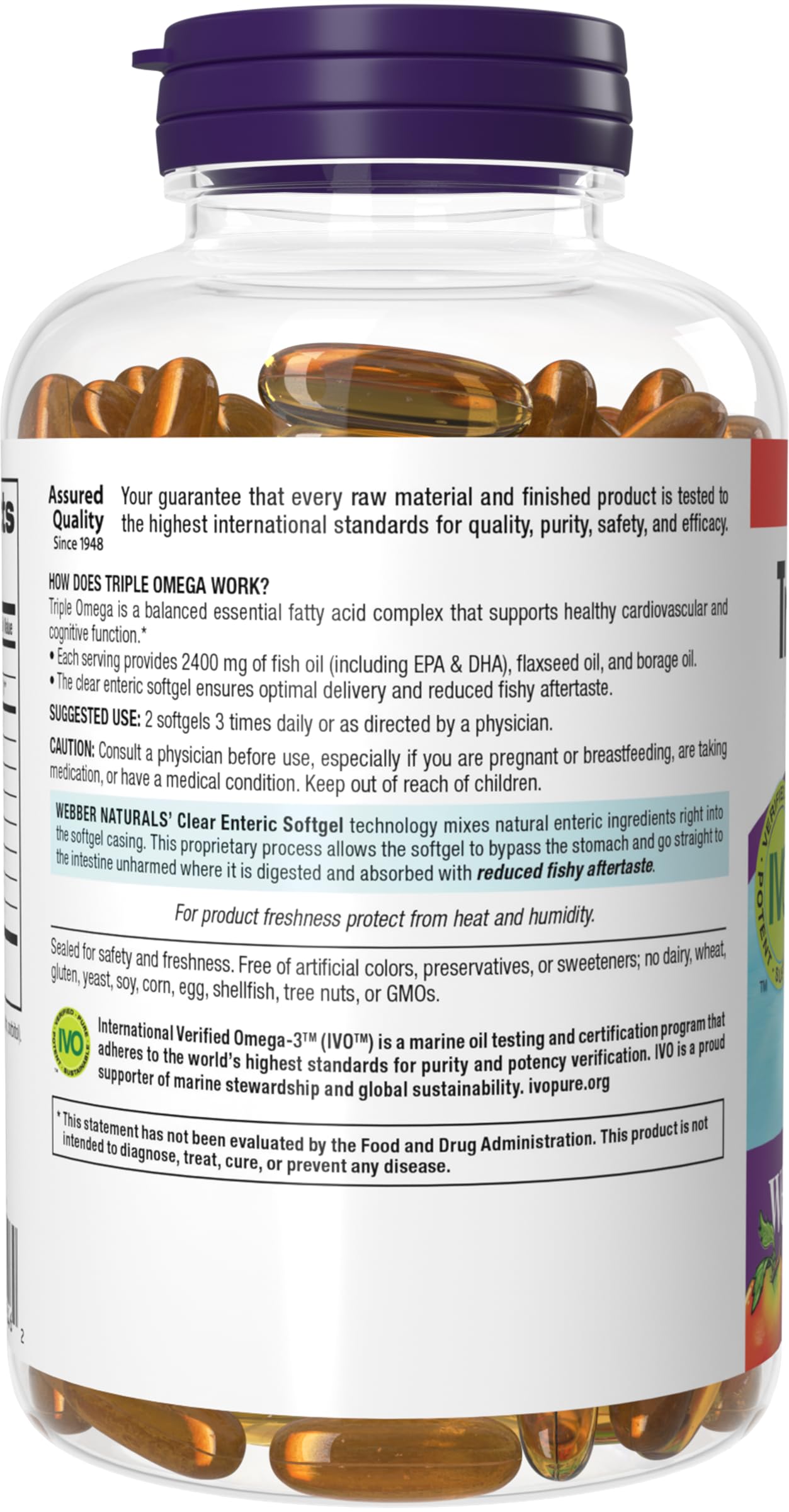 Webber Naturals empaque lateral con información nutricional visible y confianza