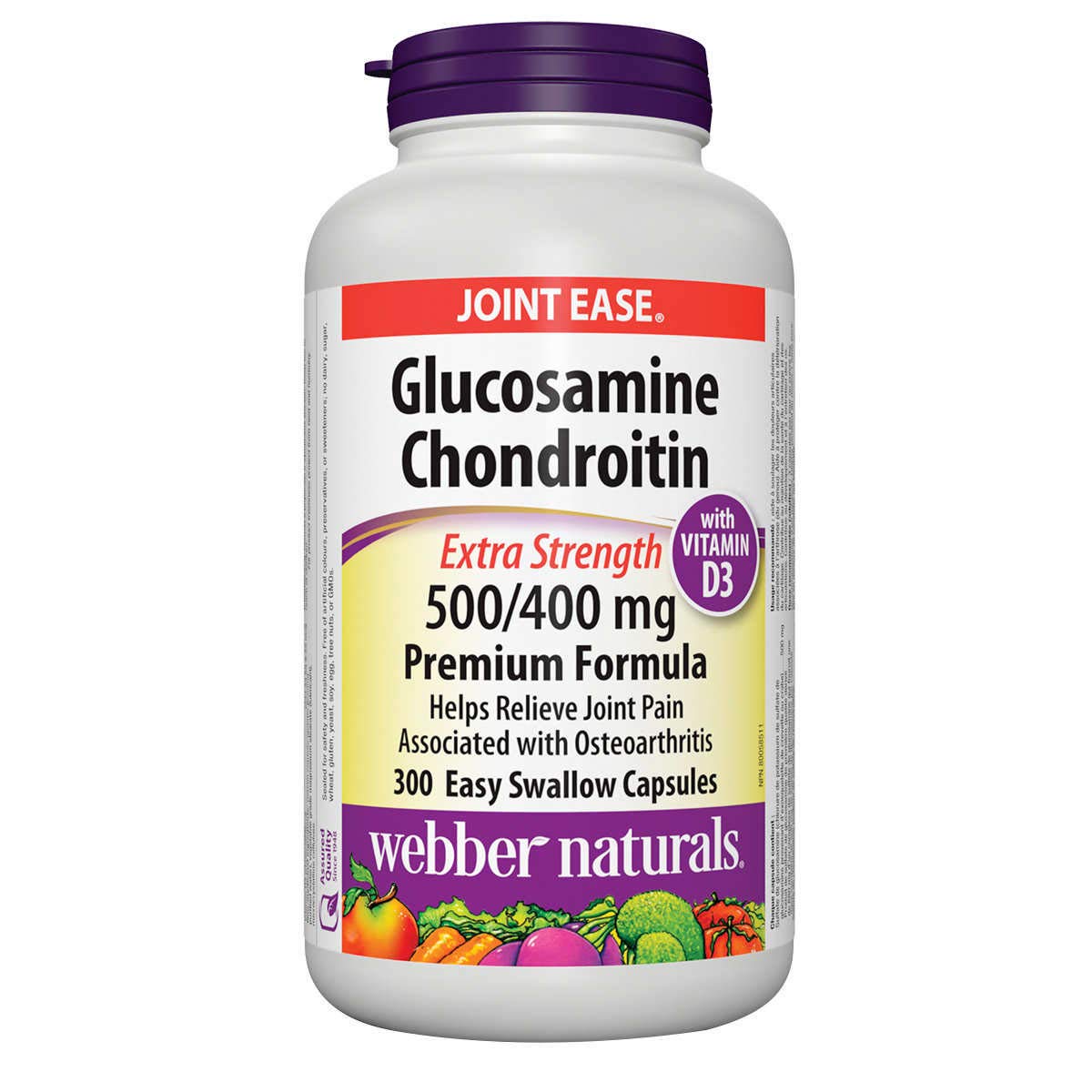 Webber Naturals frasco frontal con 300 cápsulas, empaque informativo y práctico