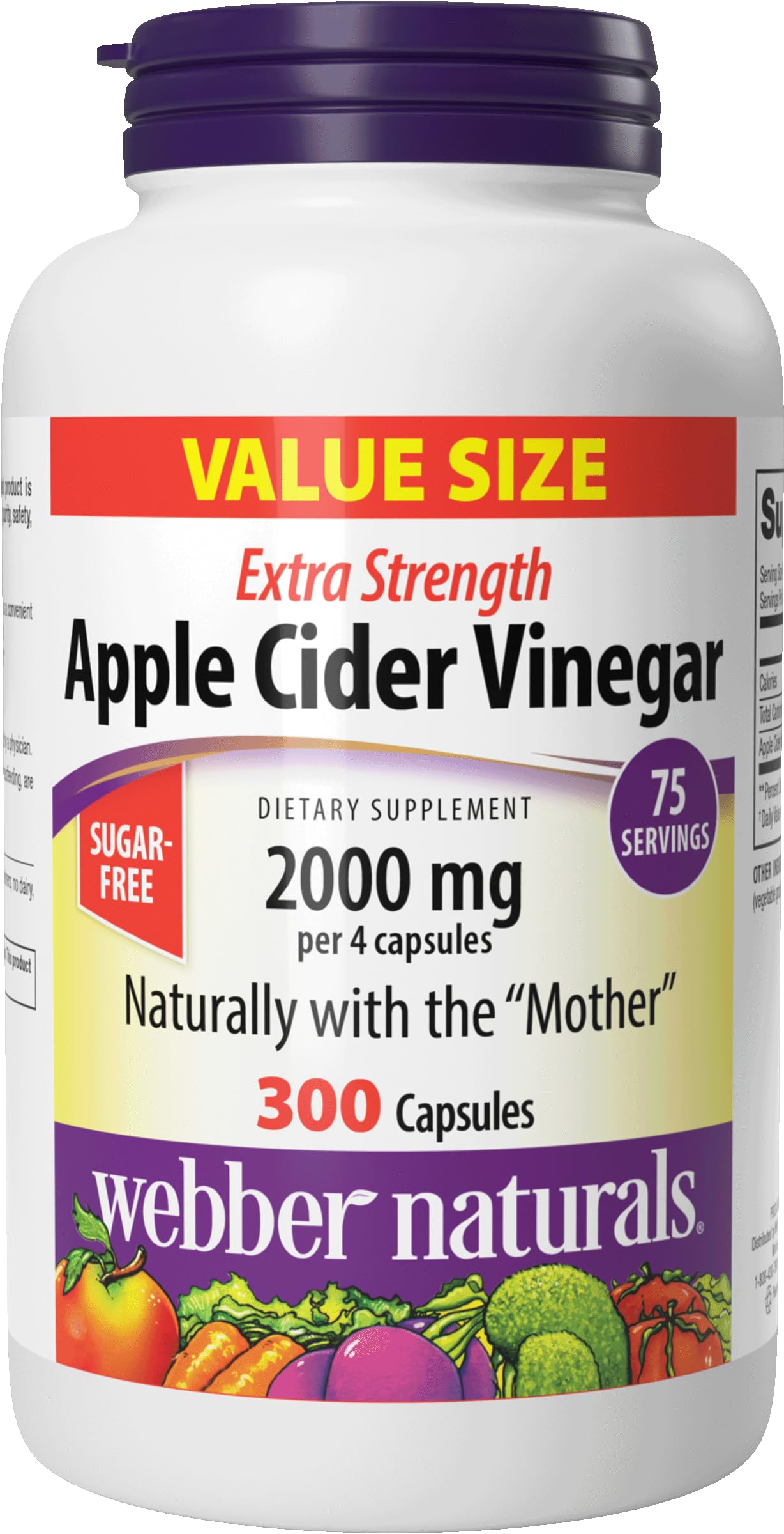 Webber Naturals frente del empaque mostrando 300 cápsulas y beneficios