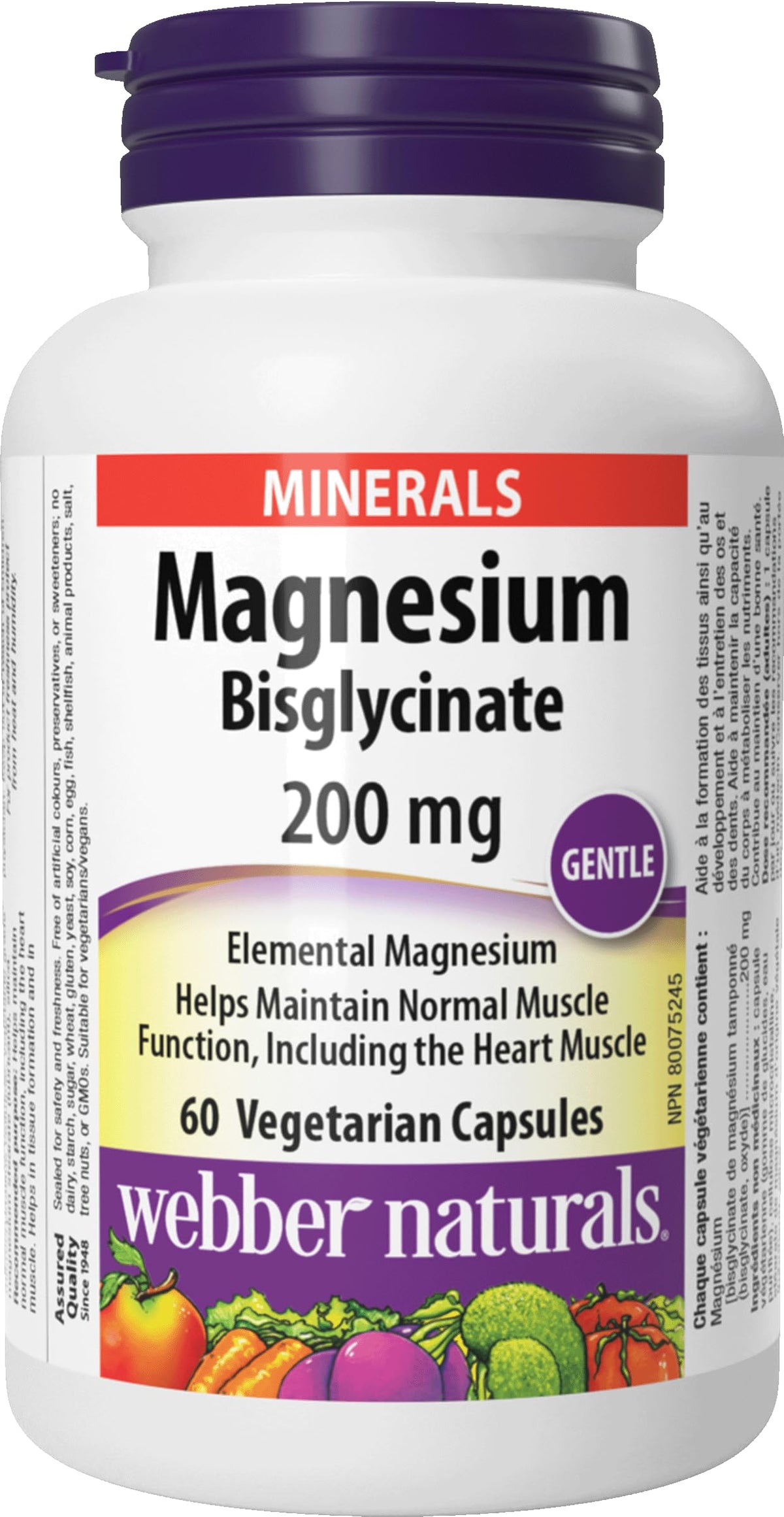 Webber Naturals envase frontal mostrando nombre y dosificación, fácil identificación