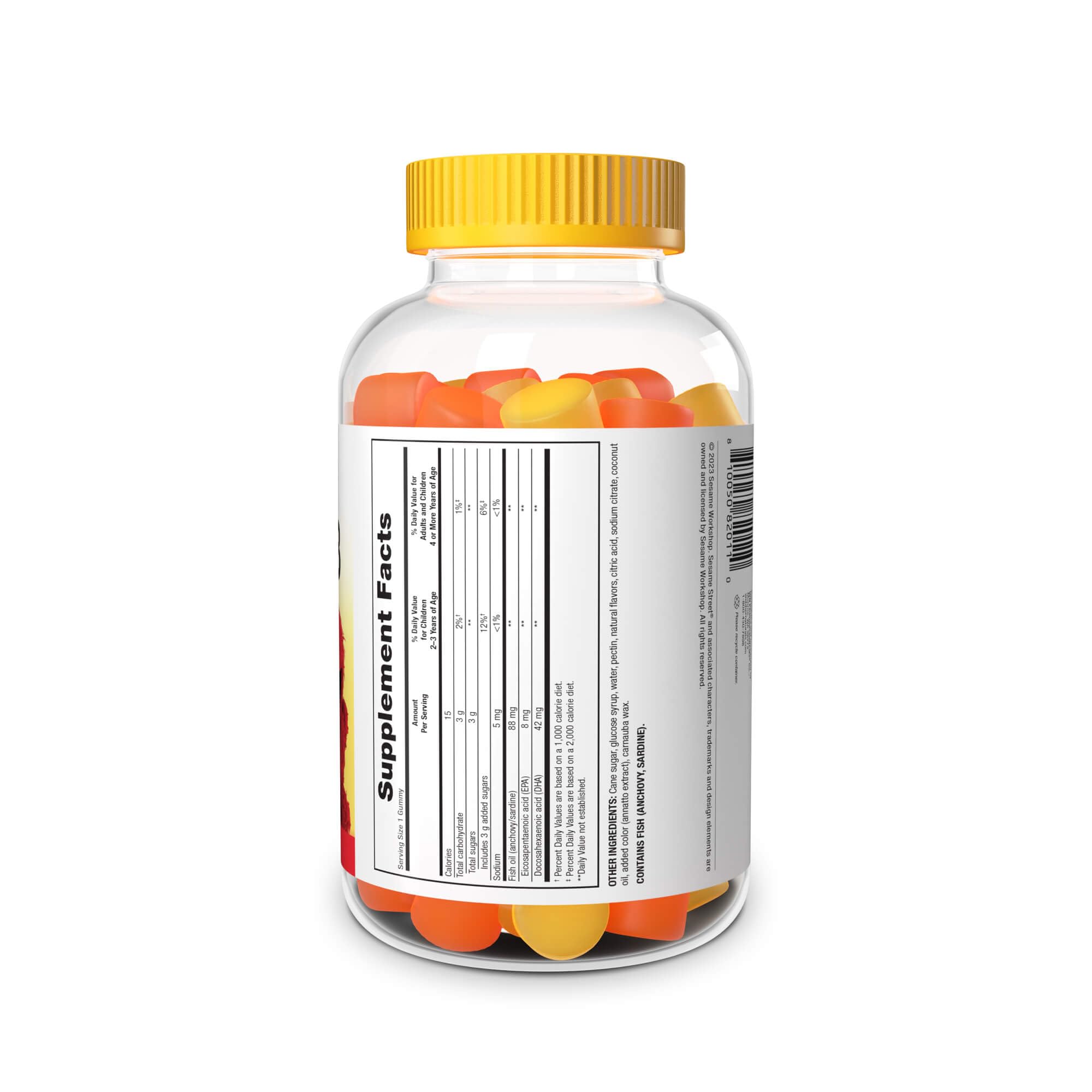Webber Naturals frasco abierto con gomitas mostrando cantidad y aspecto