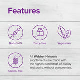 Webber Naturals tabletas cerca para ver forma y color, fácil toma