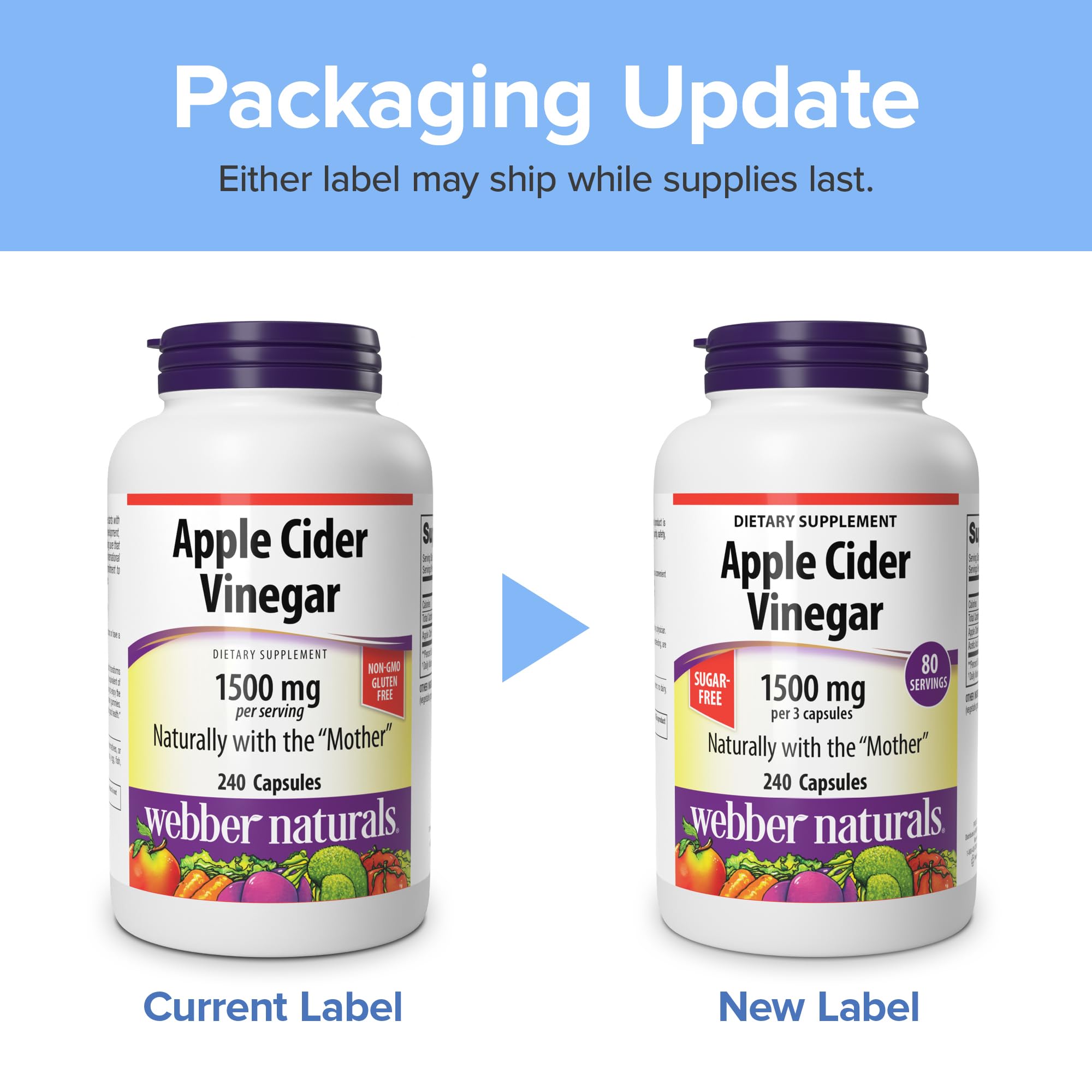 Webber Naturals cápsulas apiladas que muestran tamaño y acabado, fácil de tragar