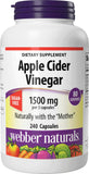 Webber Naturals frasco frontal que muestra vinagre de manzana en cápsulas, presentación clara