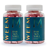 WEEM frasco frontal con gominolas veganas mostrando etiqueta clara y beneficios
