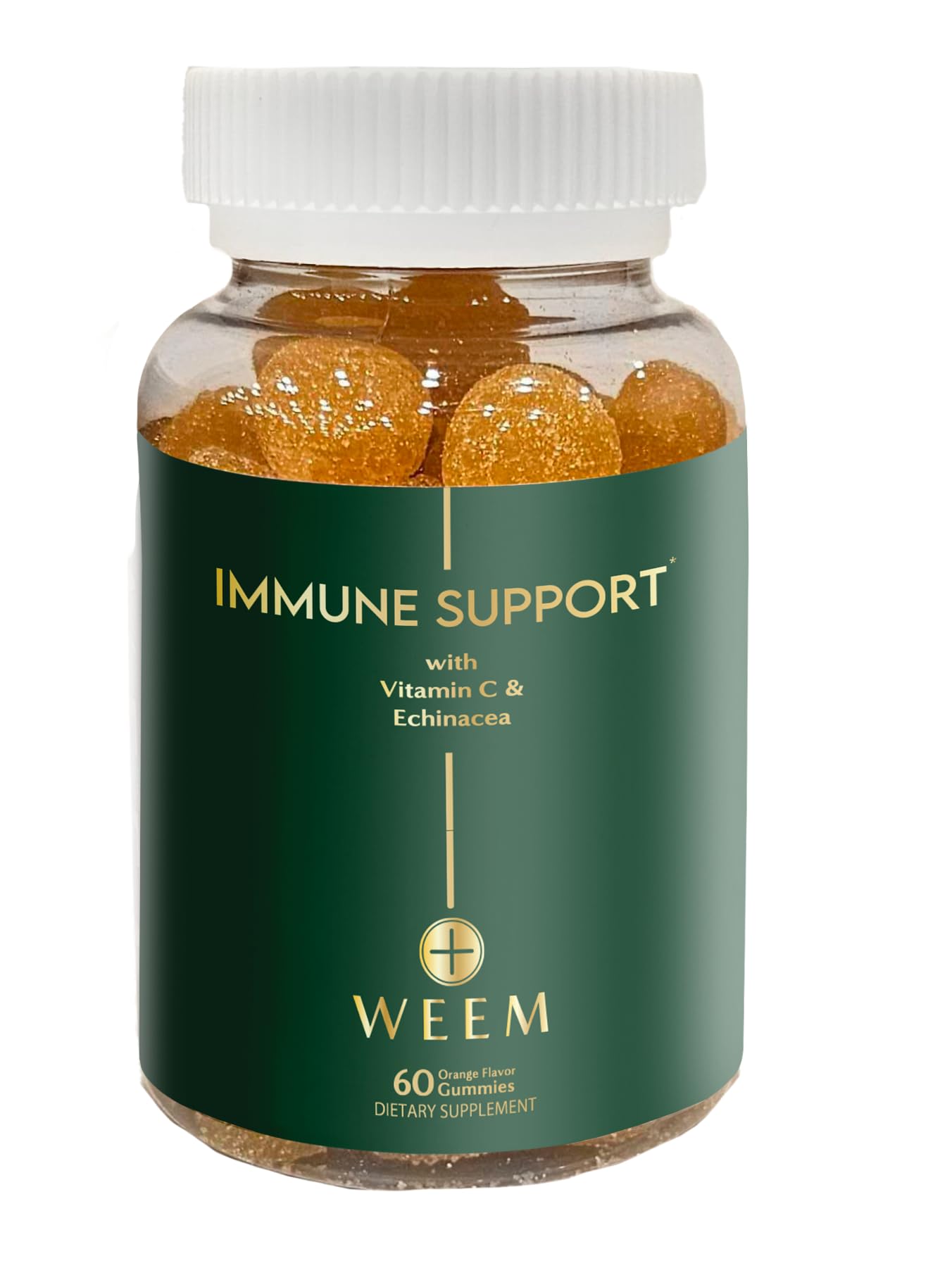 WEEM envase frontal de gomitas mostrando ingredientes y beneficio práctico