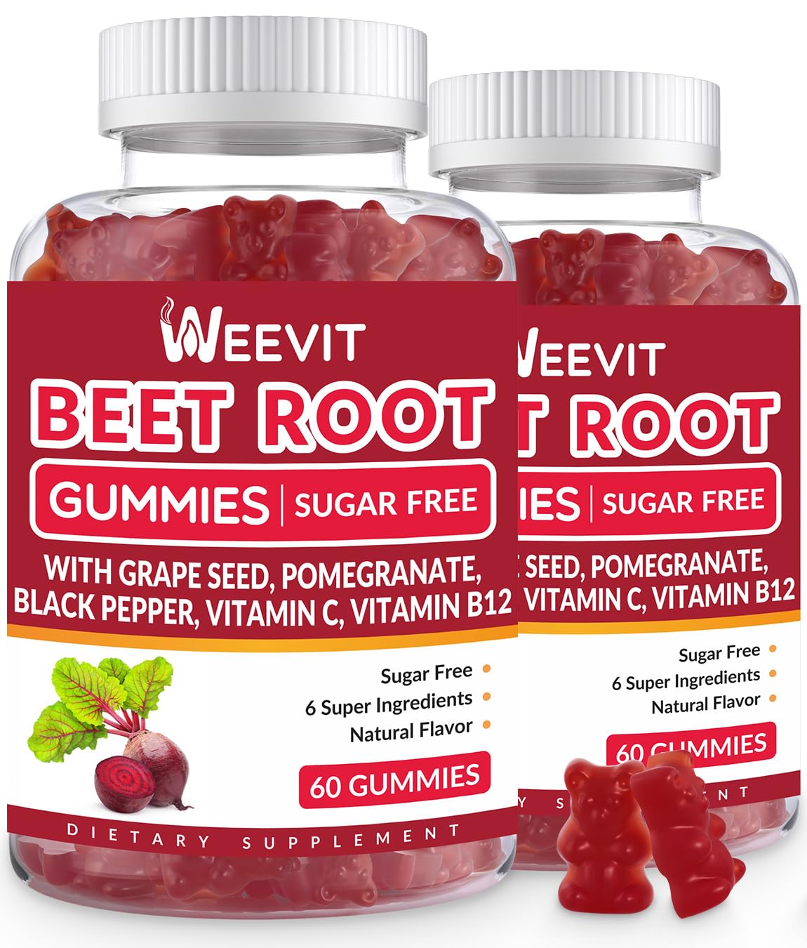 WEEVIT frasco y frente del empaque mostrando diseño y conveniencia