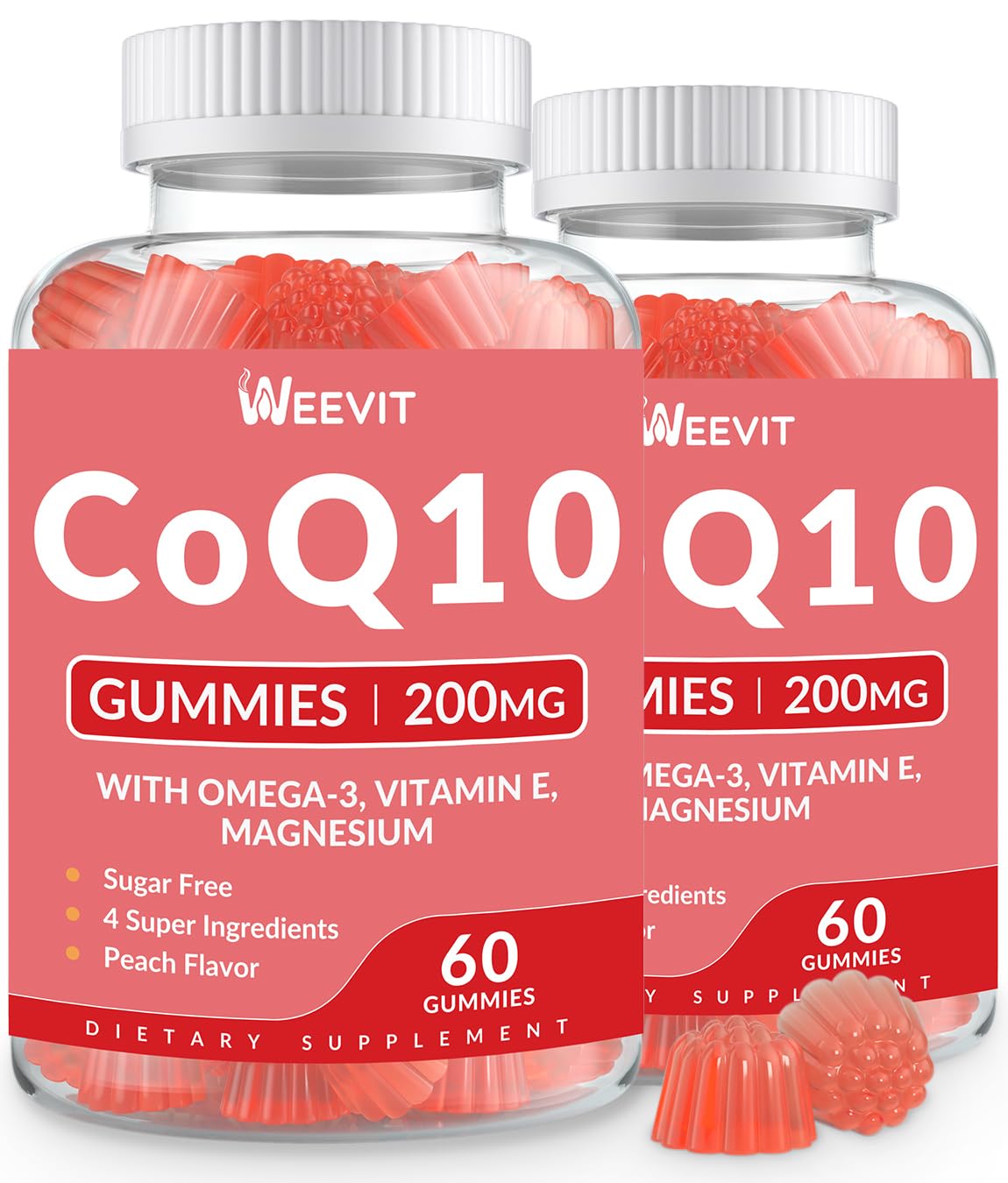 WEEVIT gominolas CoQ10 frente del envase, fácil identificación y uso