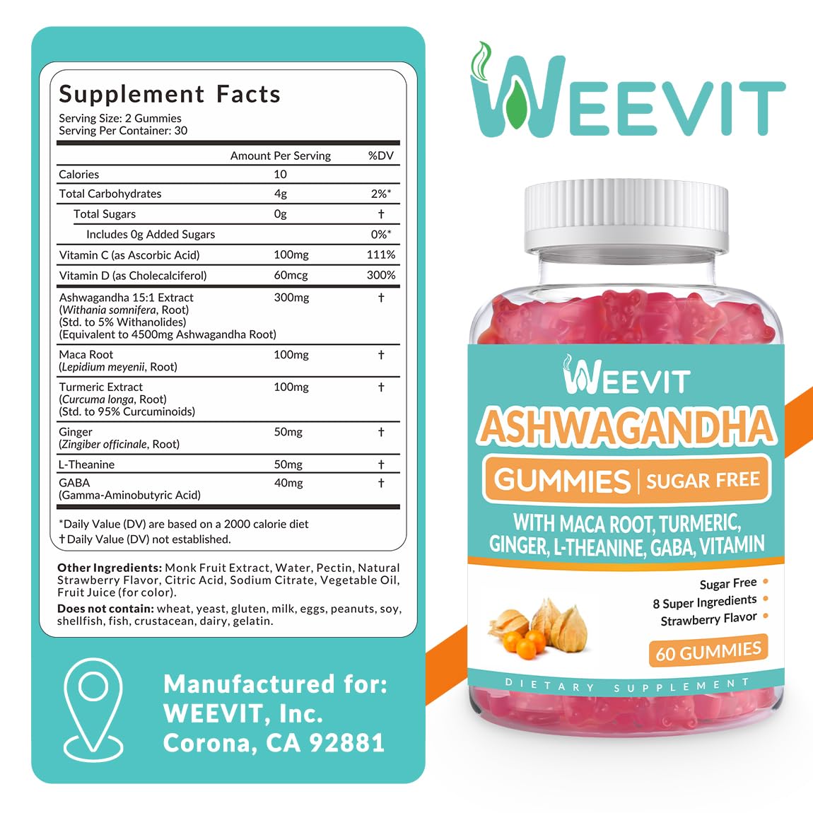 WEEVIT primer plano de textura de gomita que muestra pectina vegetal