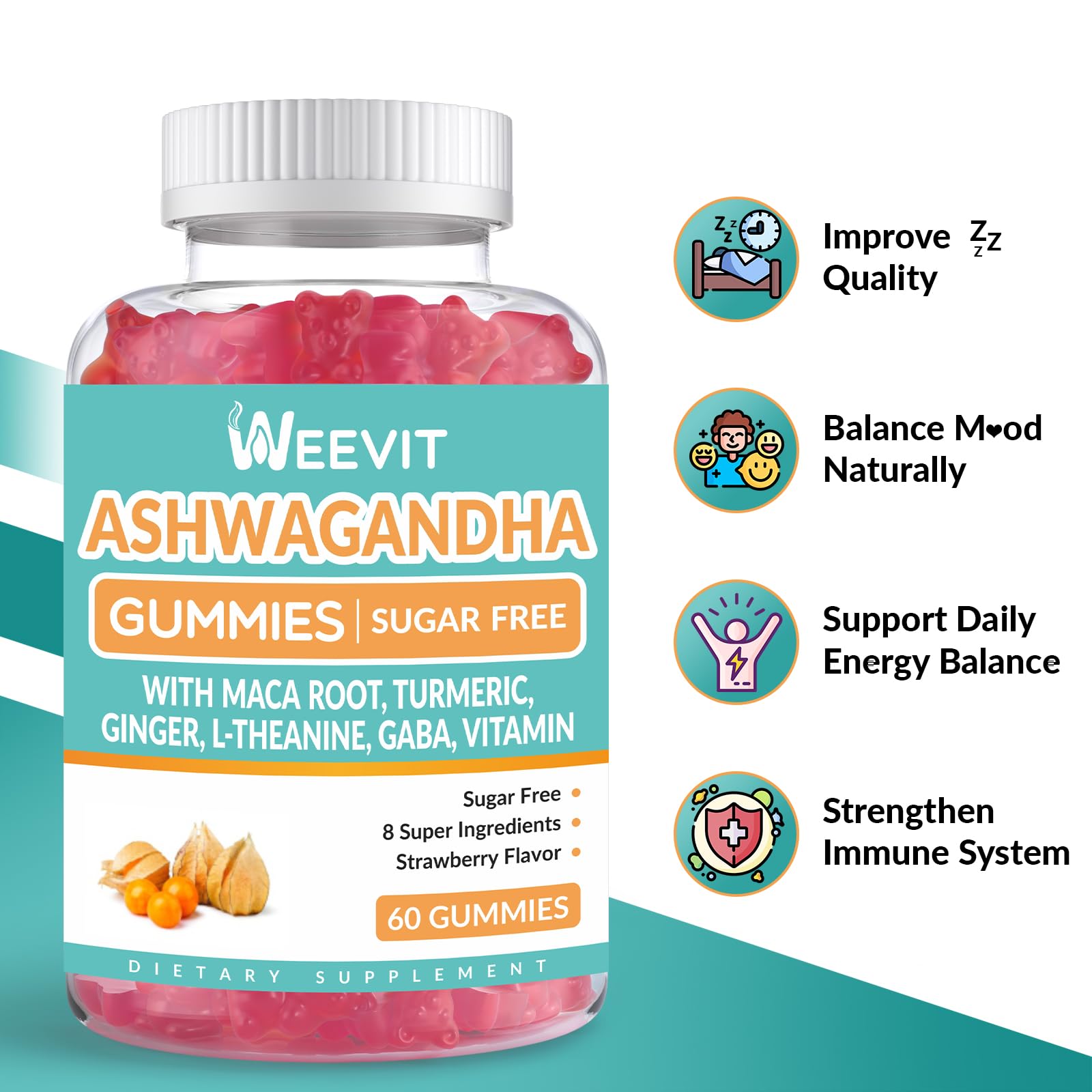 WEEVIT gomitas en mano evidenciando facilidad de uso portátil