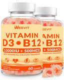 WEEVIT envase frontal mostrando dosis y formato masticable, beneficio conveniencia