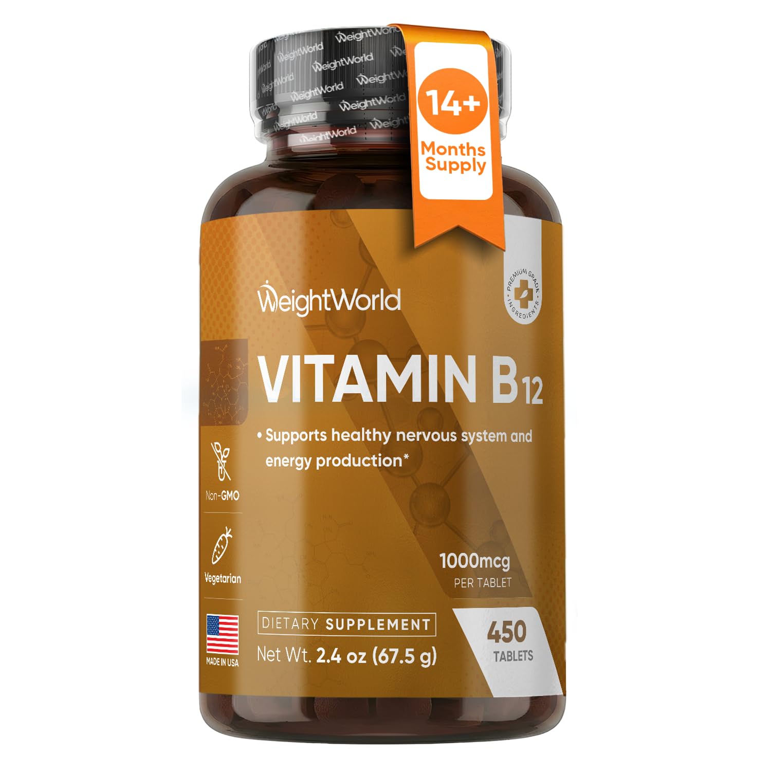 WeightWorld frente del envase mostrando 450 tabletas y beneficio de suministro prolongado