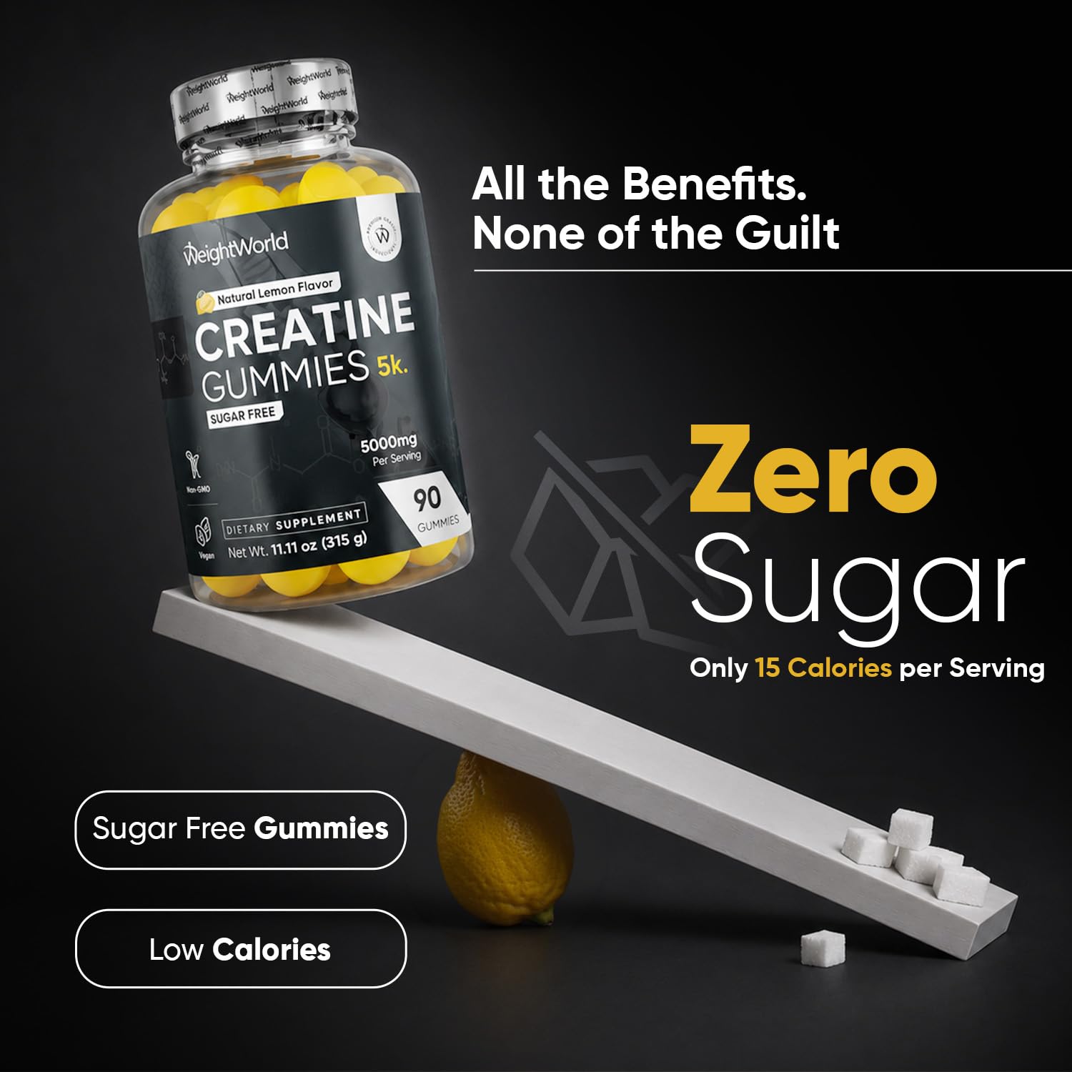 WeightWorld gomitas creatina en mano para comparar tamaño y porción práctica