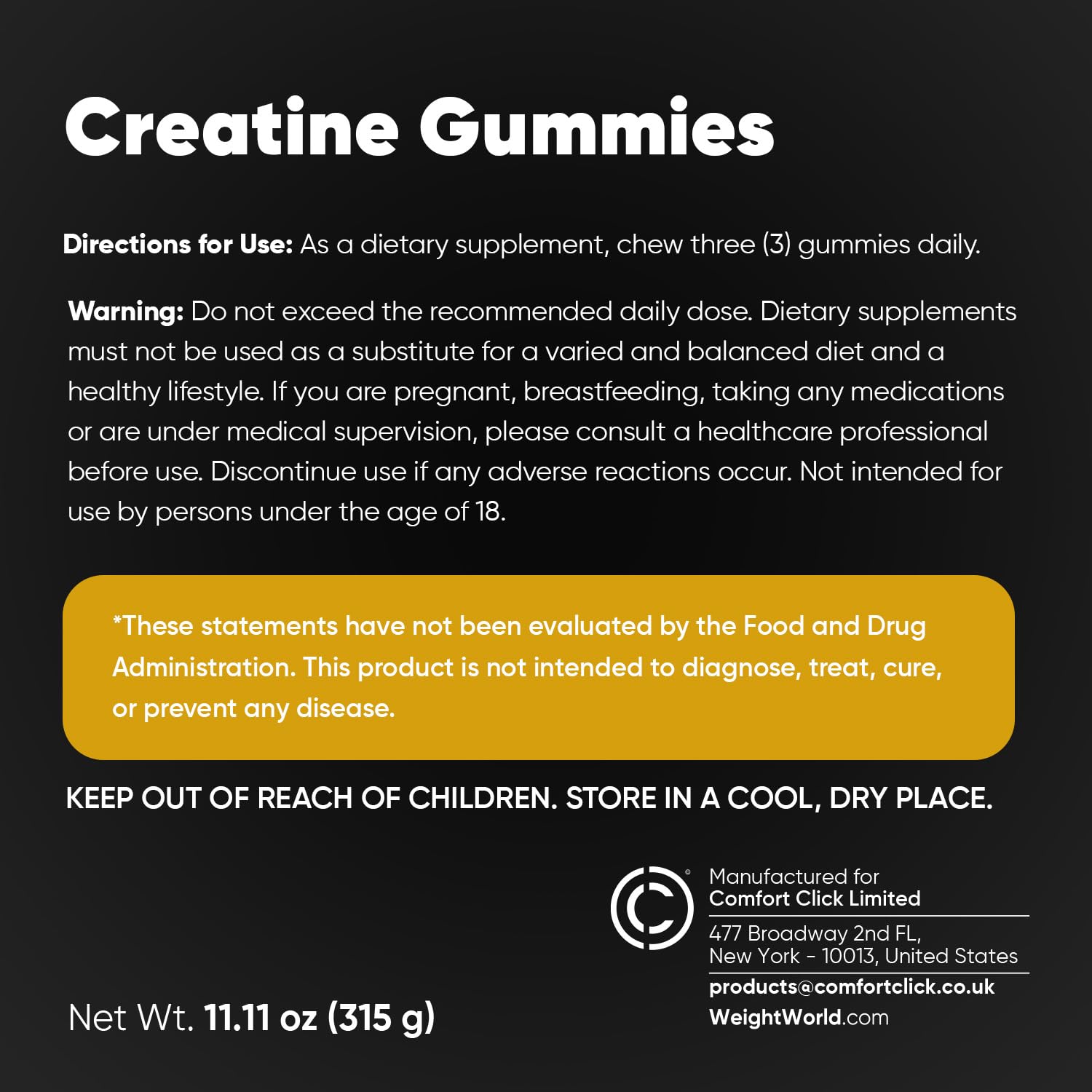 WeightWorld gomitas creatina sello non-GMO y libre de alérgenos destacado