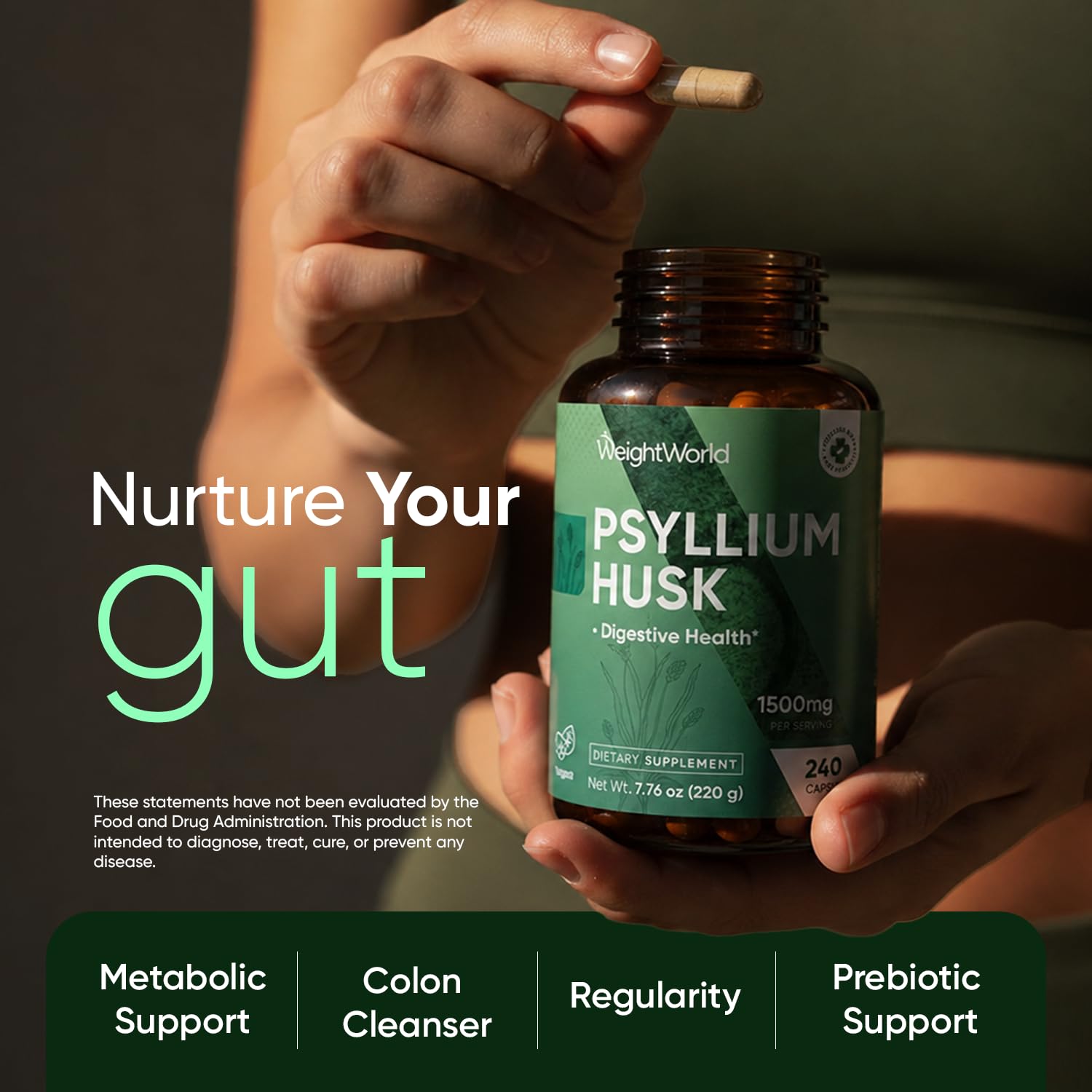 WeightWorld ingredientes naturales de psyllium en primer plano mostrando pureza