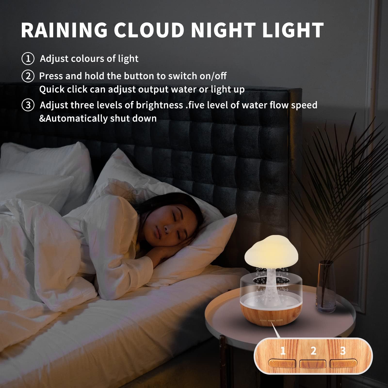 Weljoy luces LED siete colores creando ambiente cálido para dormir