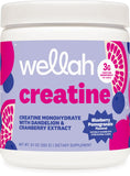 Wellah creatine frontal del envase que muestra sabor y 50 servicios, fácil identificación