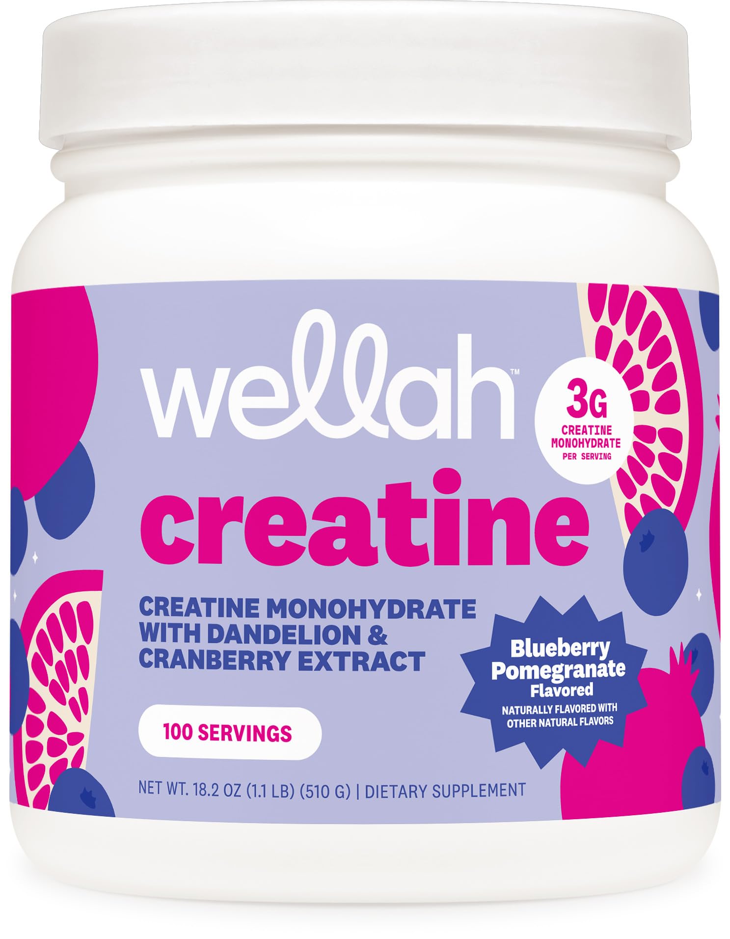 Wellah creatine imagen frontal del envase con información clara y atractivo visual