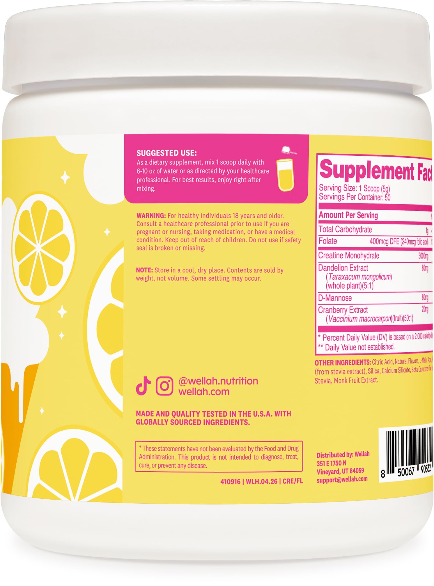Cuchara con 3 g de Wellah creatine medida exacta lista para mezclar