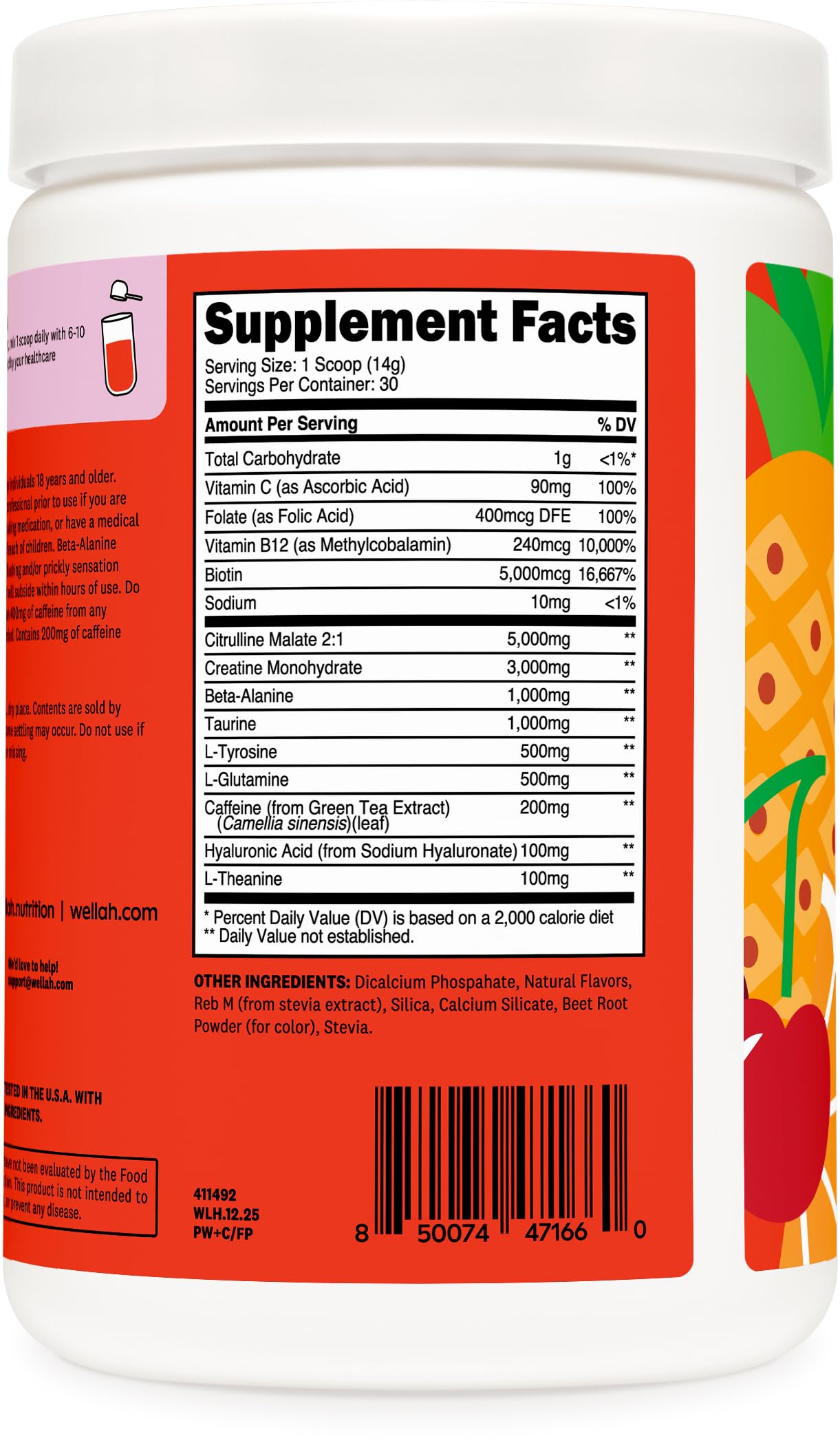 Wellah etiqueta con ingredientes y certificaciones para confianza