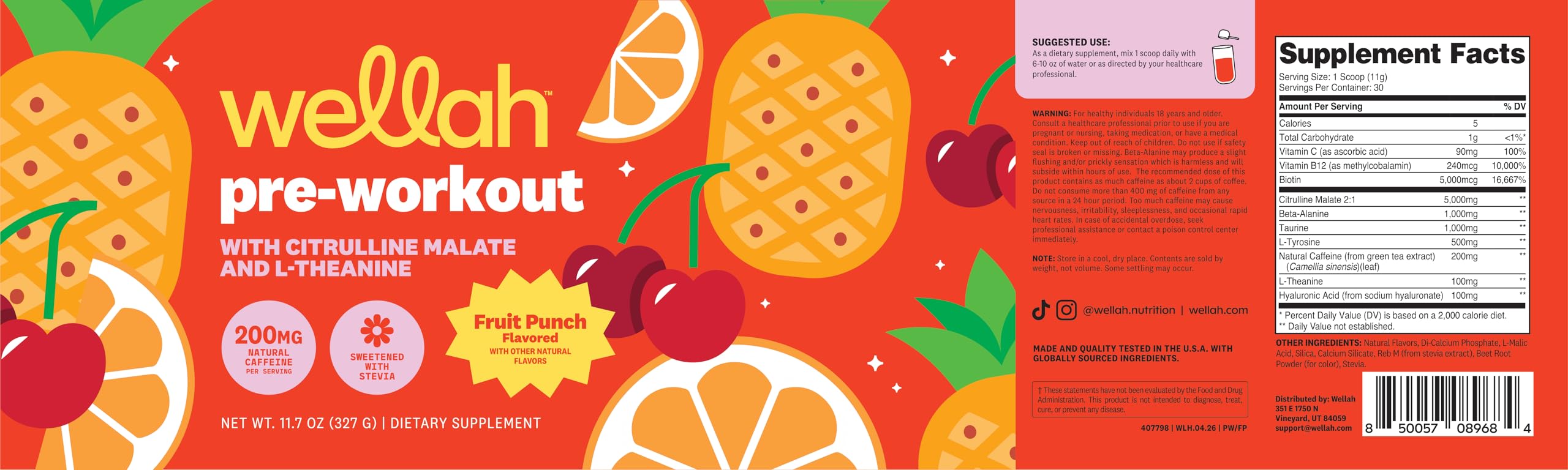 Wellah etiqueta de ingredientes y certificaciones claras
