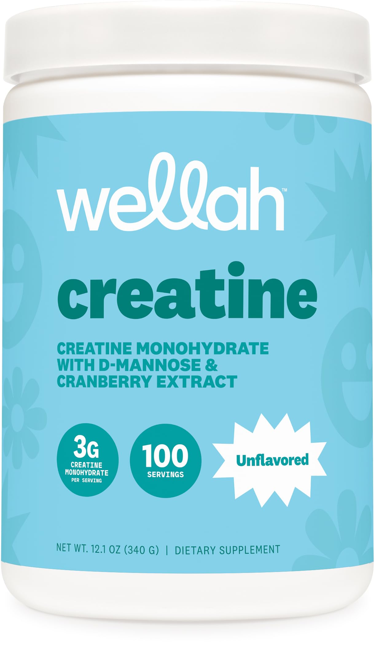 Wellah frasco frontal mostrando 100 servicios y etiqueta clara, confianza y duración