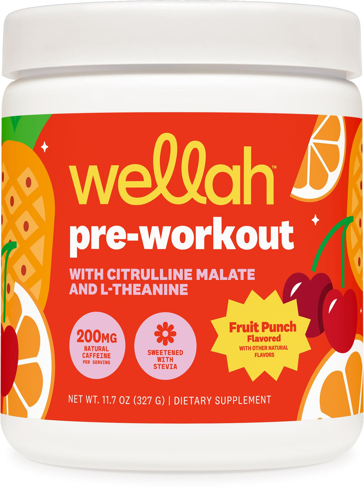 Wellah envase frontal Fruit Punch mostrando diseño y 30 porciones