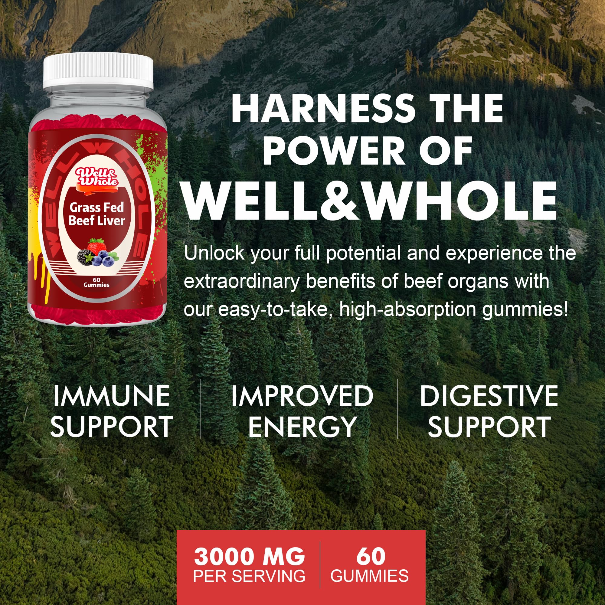 Well&Whole etiqueta nutricional destacando ingredientes y origen grass fed