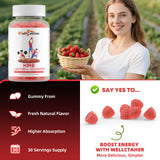Wellcatcher gomitas en bol junto a fresas, resaltando sabor natural