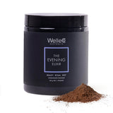 WelleCo tarro frontal del Evening Elixir mostrando el diseño y beneficio relajante