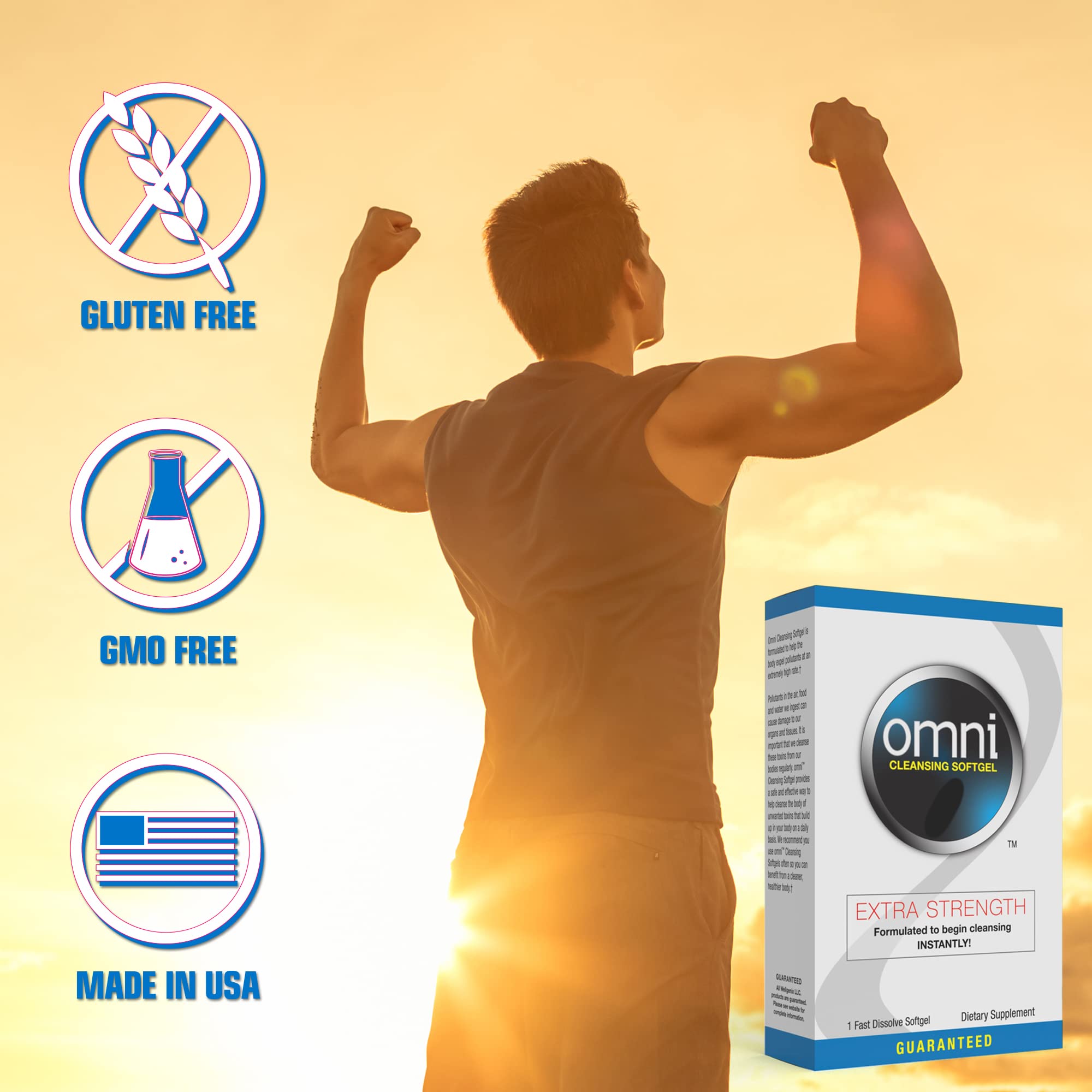 Wellgenix Omni Softgel etiqueta con información y beneficios claros