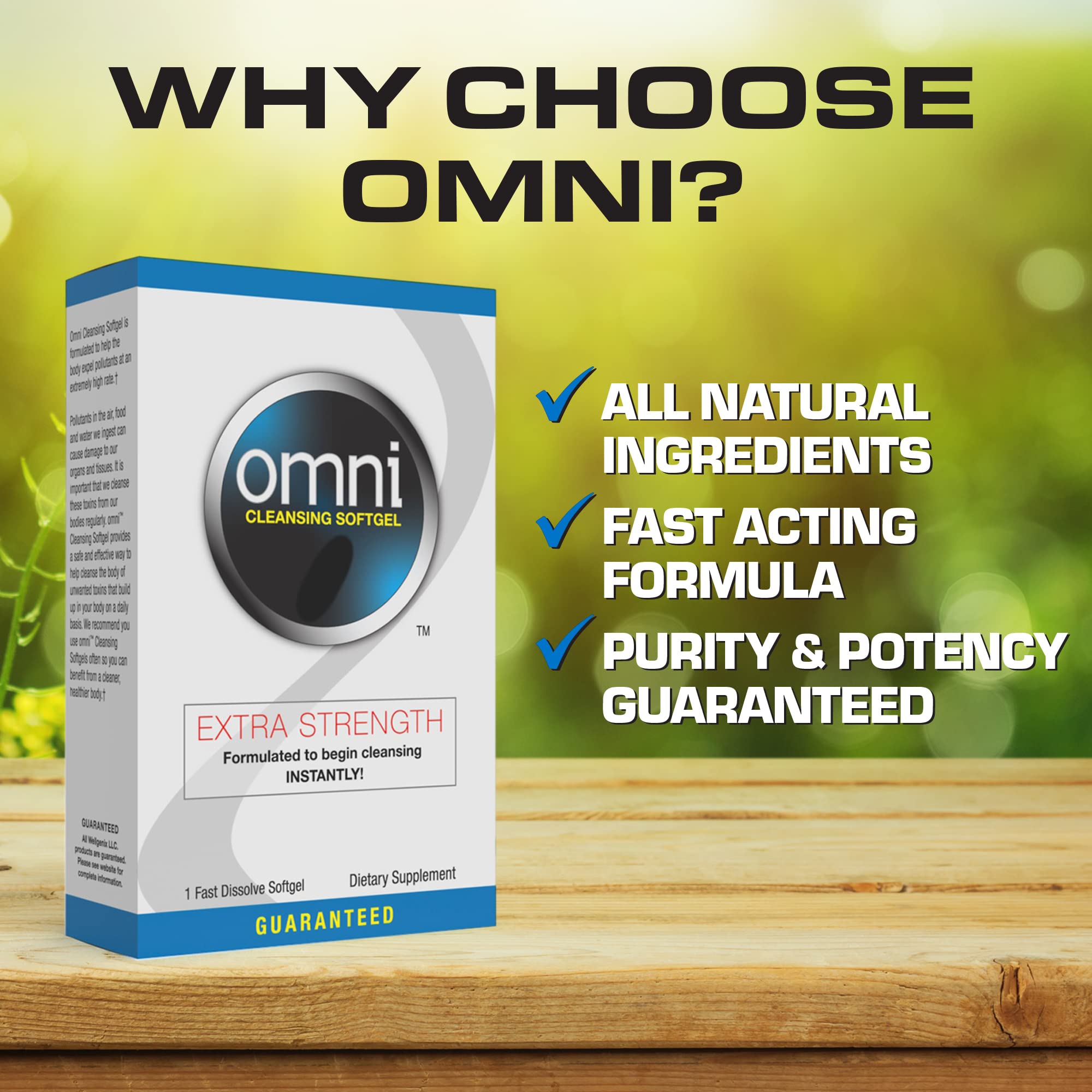 Wellgenix Omni Softgel ingredientes naturales cerca destacando las hierbas